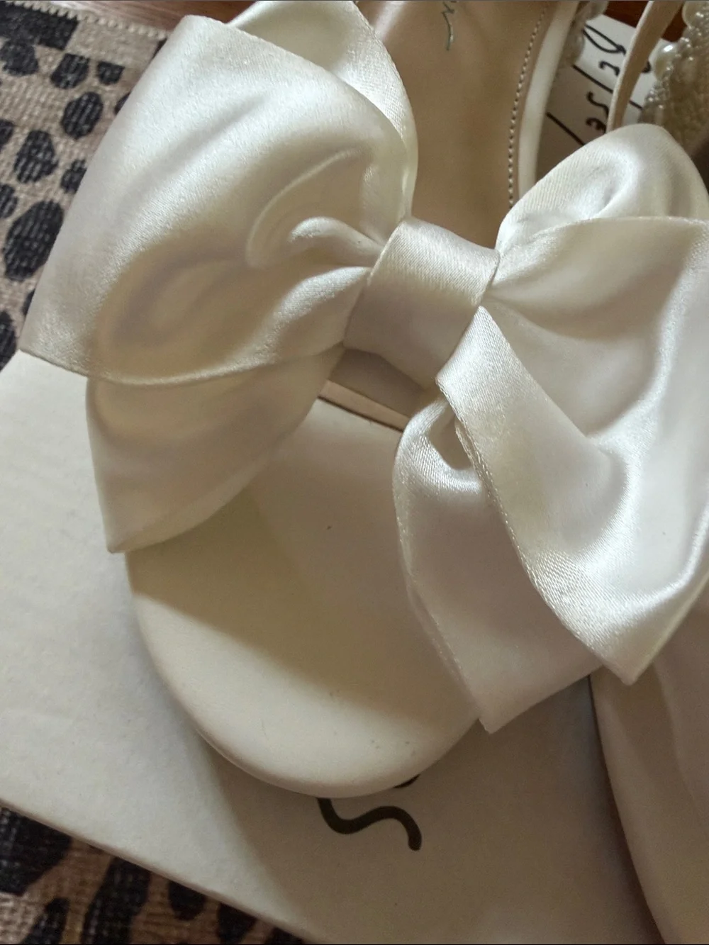Betsey Johnson Ivory Bow Ankle-Strap Block Heel Sandals